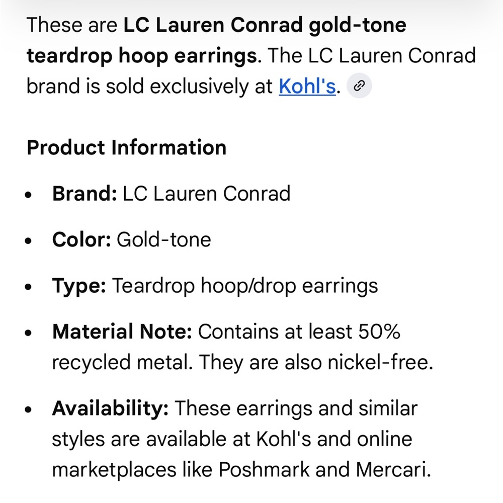 LC Lauren Conrad Gold Hoop Earrings and heart shaped  zip for travel - Picture 4 of 6
